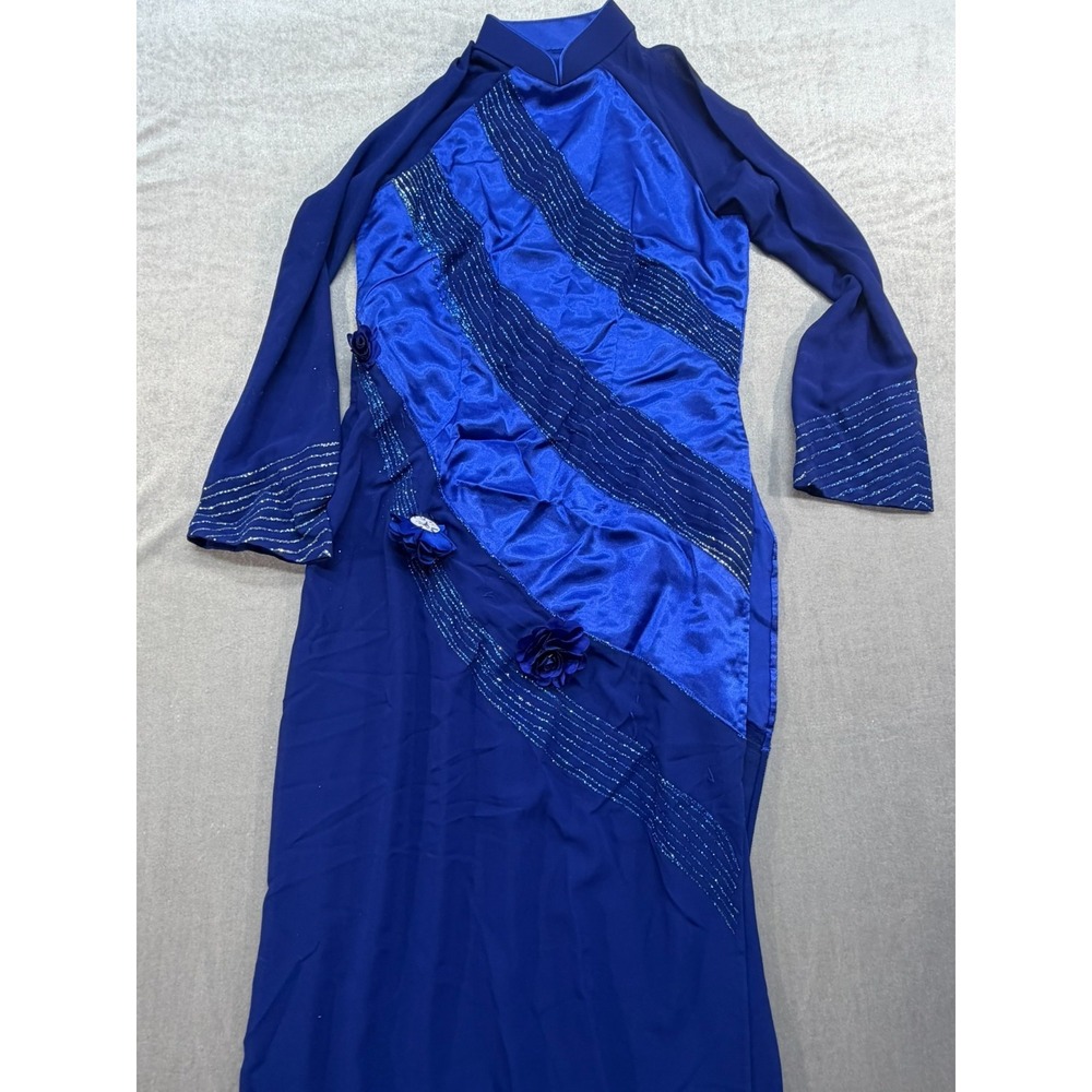 Vintage Middle East Long Women Gown Dress Size Small Blue